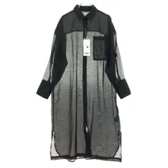 未使用 AZUL by moussy アズールバイマウジー 長袖 シースルー シャツワンピース S ブラック ロング丈 レディース 古着
