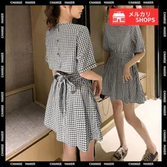 【送料無料】ギンガムチェック ワンピース レディース 夏 ミニワンピ バックオープン ワンピ ウエストマーク レトロワンピース セクシー オルチャン ショート丈 膝上丈 カジュアル 秋 着やせ デート 韓国 新品 未使用 CH84TIANHEYT-030