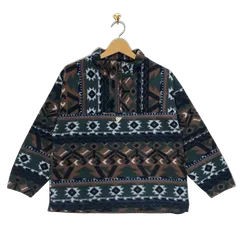 90’s vintage GUESS JEANS フリースジャケット ハーフジップ エスニック柄 U.S.A製 Sサイズ