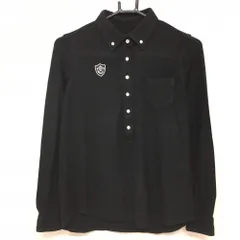 パーリーゲイツ 長袖ポロシャツ 黒 ボタンダウン アクリル混 胸ポケット レディース 0(S) ゴルフウェア PEARLY GATES