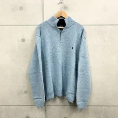 Polo by Ralph Lauren ポロ バイラルフローレン LLサイズ ハーフジップ ニットプルオーバー 大きいサイズ 水色 ライトブルー ポニーロゴ セーター 90s オールド old ヴィンテージ vintage トップス