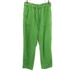 ZARA ザラ リネンブレンド イージーパンツ M グリーン レディース 古着