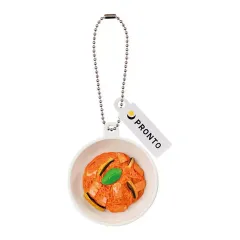 【中古】キーホルダー ナスとベーコンのトマトソース「PRONTO ミニチュアチャーム」