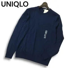 【新品 24AW】 UNIQLO ユニクロ 秋冬 ウール100％★ メリノ クルーネック セーター ニット Sz.M メンズ ネイビー 未使用