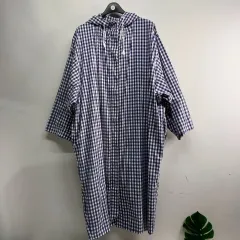 ギンガムチェック フード ロング シャツ ワンピース 120 サイズ 春 秋 258197