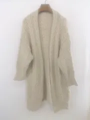 ◇ JUNOAH ジュノア ケーブル編み 長袖 ニット ガウン カーディガン ベージュ レディース P  【1302210011166】