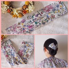 ハンドメイド　デフトバン　リバティ　ワイルドフラワーズ　花柄　小さめ　お団子メーカー