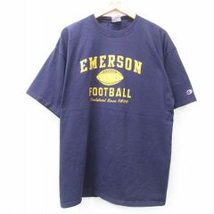 XL/古着 チャンピオン champion 半袖 ビンテージ Tシャツ メンズ 00s EMERSON フットボール 大きいサイズ コットン クルーネック 紺 ネイビ