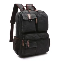 ☆ ブラック ☆ リュック 大容量 kbag23 リュック メンズ おしゃれ キャンバス リュックサック バックパック デイパック 通学 通勤 大容量 A4 PC キャンバスバッグ 帆布 丈夫 おしゃれ シンプル カジュアル アースカラー 旅行 出張