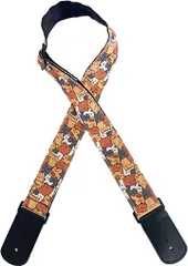 NOELAMOUR ギターストラップ 猫 猫柄 ベース アコギ エレキ ベルト(猫まみれ,  Free Size)