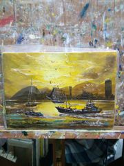 神戸風景黄色絵画風水金運