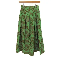 リリーブラウン ロングスカート ボトムス ギャザー 刺繍 未使用品 レディース 緑×茶 LILY BROWN