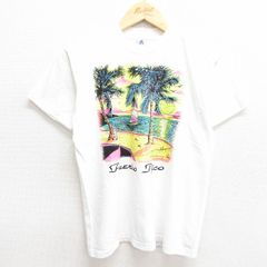 M/古着 半袖 ビンテージ Tシャツ メンズ 90s プエルトリコ ヤシの木 ヨット クルーネック 白 ホワイト 24jul19 中古