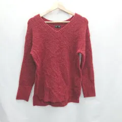 ◇ INDIVI インディヴィ Vネック 無地 カジュアル 長袖 ニット セーター サイズ38 レッド系 レディース E  【1406050062248】