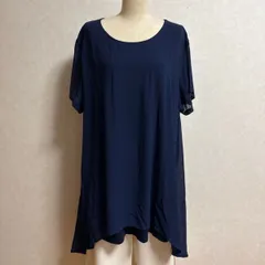 KN3090 ＊5L 大きいサイズ　 ワンピース チュニック 半袖ネイビー、異素材遣い重ね着チュニック