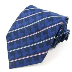 ディズニー ネクタイ ブランド 総柄 ストライプ 110周年 ミッキーマウス メンズ ネイビー Disney 【中古】