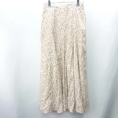 ◇ ⊂ RETRO GIRL レトロガール 総柄 ロング丈 フレア スカート サイズF ベージュ グリーン レディース E  【1409100046816】