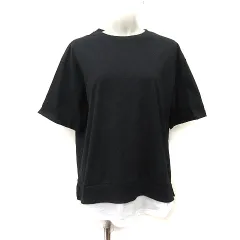 グローバルワーク GLOBAL WORK Tシャツ カットソー フェイクレイヤード 半袖 L 黒 ブラック 白 ホワイト /YI