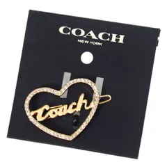 コーチ ヘアクリップ COACH プレーテッドブラス ラインストーン ロゴ パヴェ スクリプト ヘアアクセサリー ブローチ バレット バレッタ ハート型 クリップ ゴールド CV252