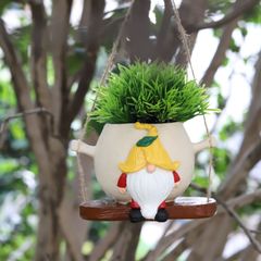 ハンキングプランター 吊り下げ プラントハンガー ブランコに乗っている小人 植物 ハンガーポット 観葉植物 多肉植物 サボテン インテリア