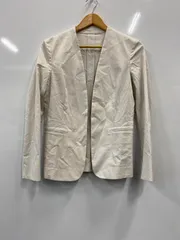 ピ52⚫︎GREEN LABEL RELAXING⚫︎グリーンレーベルリラクシング⚫︎メンズ⚫︎アウター⚫︎ノーカラージャケット⚫︎薄手⚫︎ストライプ⚫︎size40⚫︎白×ベージュ