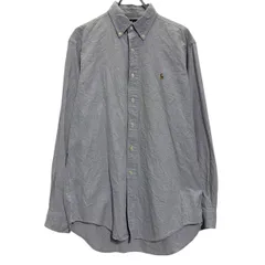 Ralph Lauren 長袖 無地シャツ L 程 ブルー系 ラルフローレン ボタンダウン ワンポイント ポニー刺繍 古着卸 アメリカ仕入 a701-5035