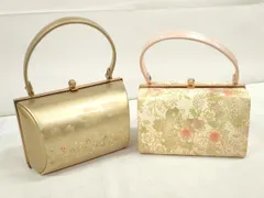 平和屋着物▼和装小物　和装バッグ2点　舞花文　花散らし　金彩　逸品　DAAR3645zzz