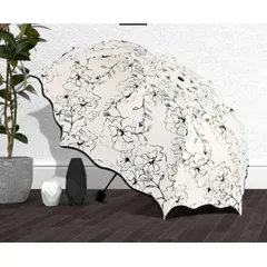 日傘 折り畳み傘 花柄黒 完全遮光 UVカット!! 遮熱 軽量 晴雨兼用 折畳