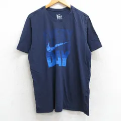 XL/古着 ナイキ NIKE 半袖 ブランド Tシャツ メンズ ビッグロゴ コットン クルーネック 紺 ネイビー 25jul01 中古
