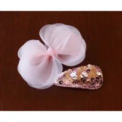 ☆ ピンク ☆ フリー ☆ カップルヘアクリップ＆パッチンどめ2個セット(3color) ヘアクリップ 大きめ リボン ヘア クリップ ヘアピン 髪飾り 髪留め キッズ 女の子 子供 子ども こども おしゃれ かわいい 可愛い 卒園式 入学式