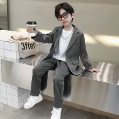 ☆ グレー ☆ 150cm ☆ フォーマル スーツ 男の子 pk1003 スーツ フォーマル 男の子 2点セット セットアップ ジャケット パンツスーツ ロングパンツ 長袖 無地 大きいサイズ ゆったり 子供服 子供 子どもこども ジュニア キッズ 小学生