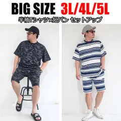 メンズ 大きいサイズ セットアップ ハーフパンツ 3L 4L 5L 上下セット 上下 ルームウエア 迷彩 ボーダー 黒 ネイビー 部屋着 パジャマ リラクシングウエア 半袖Tシャツ ショートパンツ カジュアル 大人 30代 40代 50代 10001126