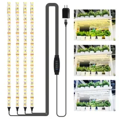 1セット4本 3段階調色 植物育成ライト LED育成ライト, DEAUNBR 1セット4本 120個LED個LEDチップ フルスペクトル 植物ライトタイマー機能(3/9/12H) 10階段調光 3段階調色(暖色 暖白色 白色)野菜 多肉植物 観葉植物 室内栽培