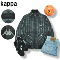 【2way】 カッパ Kappa 長袖 x ベスト 切替 ウィンド ジャケット 中綿 ジャンパー ブルゾン M チェック柄 グレー スポーツ カジュアル ウェア メンズ