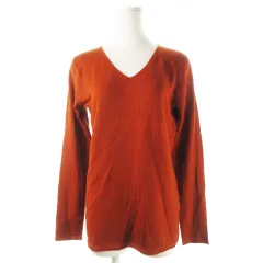 アズールバイマウジー AZUL by moussy ニット セーター Vネック 長袖 起毛 ふんわり こっくり M オレンジ くすみ /CK5