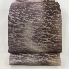 【美品】 袋帯 名品 手先二通り 雲海 金銀糸 ぼかし 紫 全通 正絹 【中古】