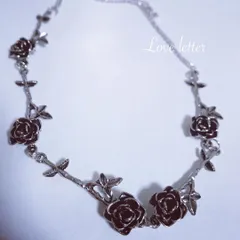 No241A アンティークシルバーローズチョーカーネックレス 韓国 薔薇 地雷