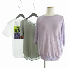 ユニクロ UNIQLO タグ付き 3点セット まとめ Tシャツ ニット カットソー 七分袖 S M L 白 パープル グレー
