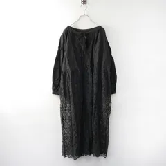 サマンサモスモス Samansa Mos2 SM2 【オーガニックコットン】チュール刺繍切替ワンピース F/チャコール ロング レース【2400014307160】