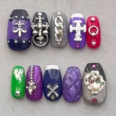 【現品】ネイルチップ 概念ネイル 痛ネイル にじさんじ にじさんじネイル 不破湊 不破湊ネイルチップ イメージネイル【ネイルチップオーダー 可能】skskネイル