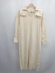 ◇ ⊇ lawgy ラウジー リブニット 長袖 ロング リブロングワンピース サイズF ベージュ系 レディース E  【1507030006839】