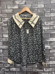 【新品　未使用】　レディース　トップス　シャツ　ブラウス　花柄　長袖　Mサイズ　ブラック