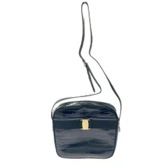 【中古】Salvatore Ferragamo サルヴァトーレフェラガモ  AF-21 6677 クロコダイル ヴァラリボン 型押し ショルダーバッグ ブラック 405603 ショルダーバッグ