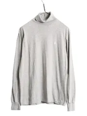 【お得なクーポン配布中!】 90s ポロスポーツ ラルフローレン タートルネック 長袖 Tシャツ メンズ レディース M 90年代 オールド ロンT コットン ワンポイント グレー