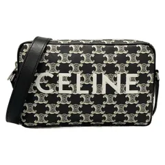 【美品】CELINE ミディアムメッセンジャーバッグ CELINE ミディアム メッセンジャーバッグ 白 TRIOMPHE CANVAS (CELINE