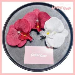 白赤 胡蝶蘭髪飾り 成人式 結婚式 和装前撮り 白無垢 ブリザードフラワー