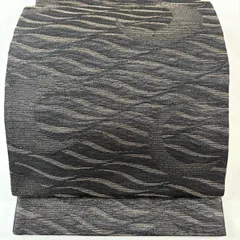 【美品】 袋帯 名品 幾何学 箔 墨色 六通 正絹 【中古】