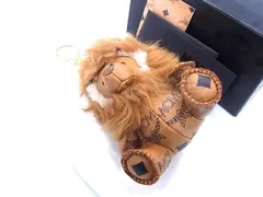 ■新品同様■ MCM エムシーエム モノグラム ヴィセトス柄 レザー ライオン  チャーム キーホルダー キーリング ブラウン系 AW3287 のサムネイル