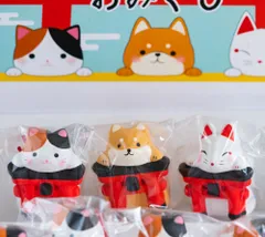 3点セット　鳥居と動物おみくじ  招き猫  おしゃれ まねきねこ  招き猫 柴犬 狐　グッズ 小物  和縁起物かわいい　販売 開運グッズ 金運アップ 風水    接客 開店祝い 海外プレゼント 贈り物 プロテイン