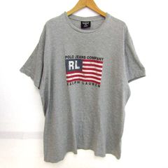 ポロジーンズ USA製 RL アメリカ国旗 半袖Ｔシャツ ラルフローレン メンズ Lサイズ グレー POLO JEANS 【中古】